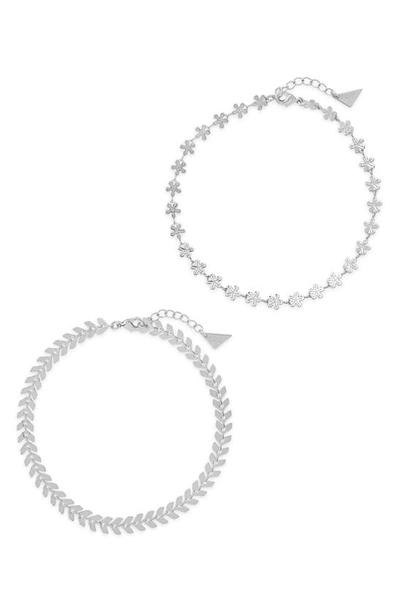 Sterling Forever Set Of 2 Anklets In Silver