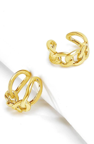 Sterling Forever 14k Gold Plated Sterling Silver Figaro Chain Ear Cuffs