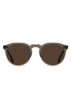 Raen Remmy 49mm Polarized Round Sunglasses In Ghost/ Vibrant Brown Polar