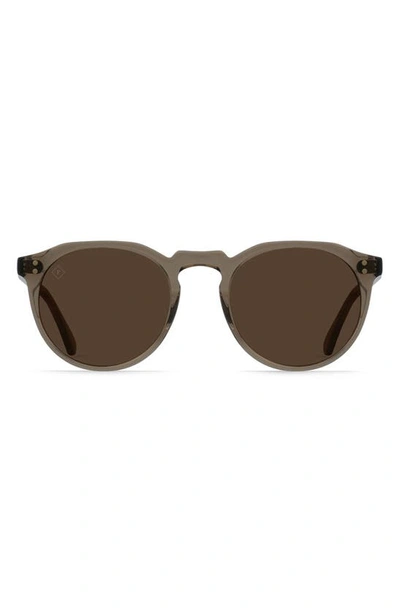 Raen Remmy 49mm Polarized Round Sunglasses In Ghost/ Vibrant Brown Polar