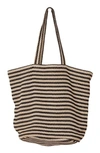 Will And Atlas Paris Stripe Jute Tote In Black/ White