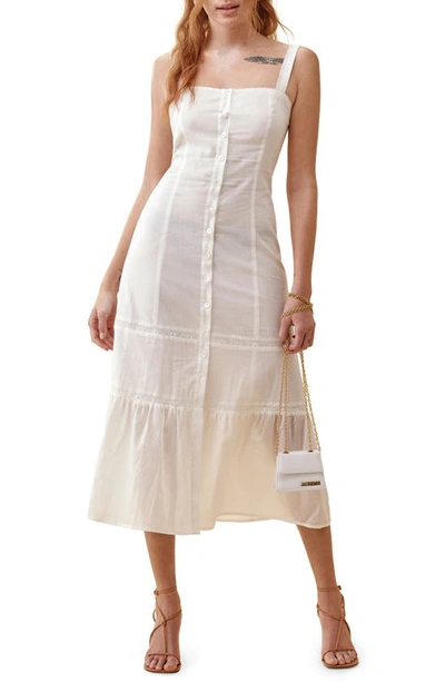 Reformation Dianne Button-up Midi Dress In Ivory