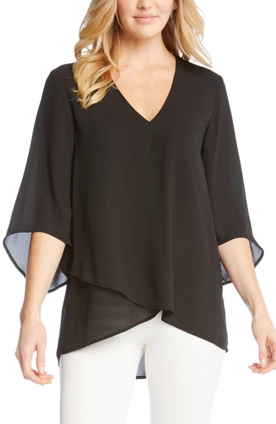 Karen Kane Asymmetric High/low Top In Black