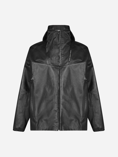Givenchy Leather Windbreaker In Black