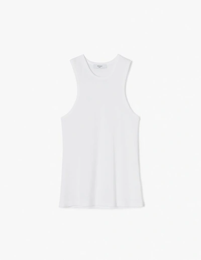 A-line Ribbed Tank Top With Square Neckline In White