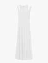 A-LINE SHOULDER CUT-OUT RIB LONG DRESS