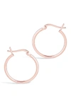 Sterling Forever Sterling Silver 1" Hoop Earrings-rose Gold In Silver