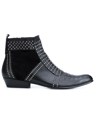 Anine Bing Charlie Stud-embellished Leather Boots In Grey