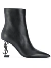 SAINT LAURENT OPYUM ANKLE BOOTS IN BLACK LEATHER