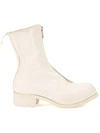 Guidi Leather Booties With Front Zip 5cm In White