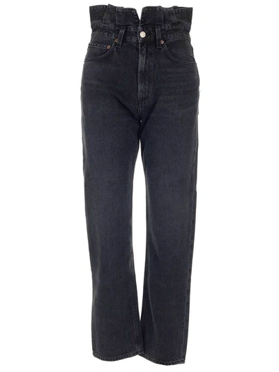 Agolde Lettuce Waistband Reworked Jeans In Black