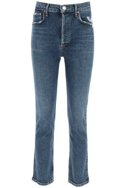Agolde Riley High Rise Straight Crop Jeans In Blue