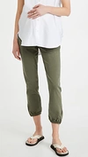 Paige Denim Side-panel Maternity Jogger Jeans In Vintage Ivy Green