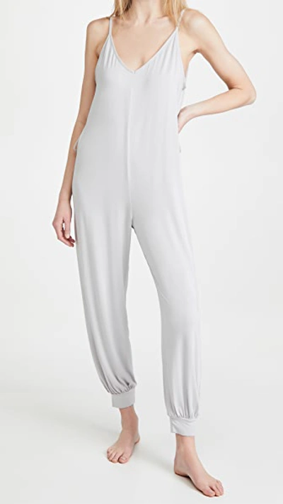 Eberjey Finley Knotted Stretch-jersey Jumpsuit In Soft Grey