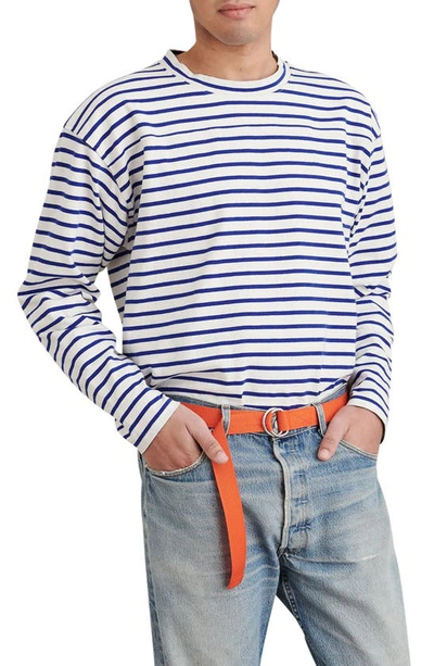 Alex Mill Touch Down Stripe Long Sleeve T-shirt In Natural/ Blue