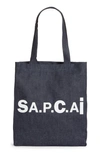 A.p.c. X Sacai Holly Logo Tote In Iak Dark Navy