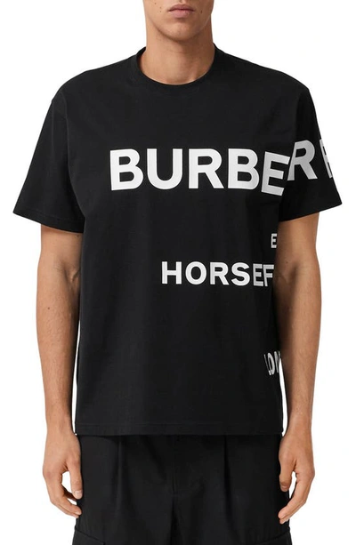 Burberry Black Oversized 'horseferry' Print T-shirt In Black