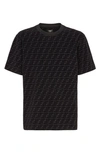 Fendi Cotton T-shirt With All-over Printed Ff Motif In Nero