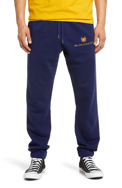 Bel-air Athletics Logo-embroidered Cotton Track Trousers In Blue