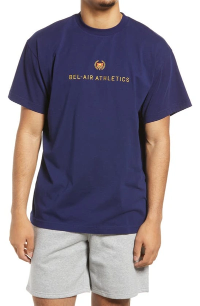 Bel-air Athletics Logo Embroidery Cotton T-shirt In Blue