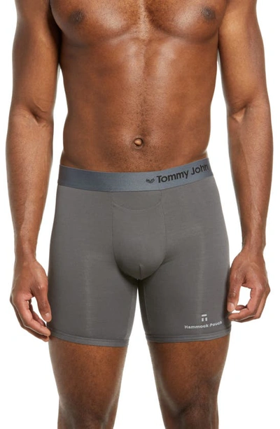 Tommy John Cool Cotton Hammock Pouch(tm) Mid-length Boxer Briefs In Iron Grey