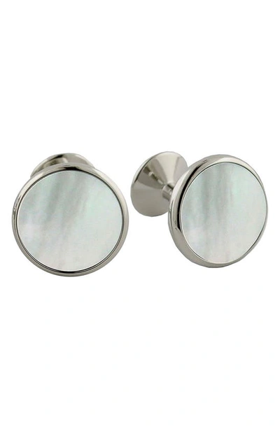 David Donahue Mother-of-pearl Cuff Links In Silver