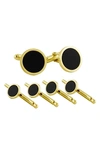 David Donahue Onyx Cuff Links & Shirt Stud Set In Gold