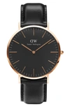 DANIEL WELLINGTON CLASSIC SHEFFIELD LEATHER STRAP WATCH, 40MM,DW00100127