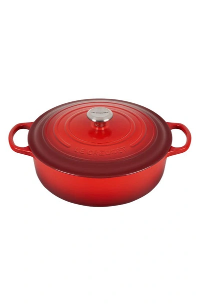 Le Creuset Signature 6 3/4-quart Round Wide French/dutch Oven In Cerise