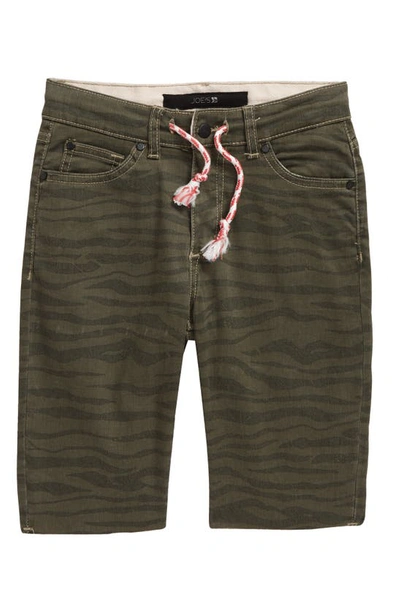 Joe's Kids' Print Raw Hem Shorts In Olive