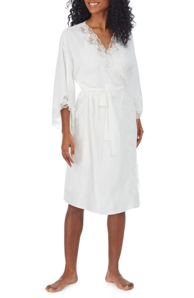 Eileen West Soft Satin Short Dressing Gown In Winter White