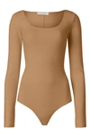 Allsaints Jamie Long Sleeve Ribbed Bodysuit In Ivory