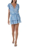 Melissa Odabash Keri Tiered Leaf-print Crepe Mini Dress In Tropical Blue