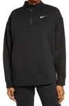 Nike Sportswear Quarter Zip Pullover In Black/ White