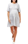 Nom Maternity Valeria Maternity/nursing Dress In Microstripe