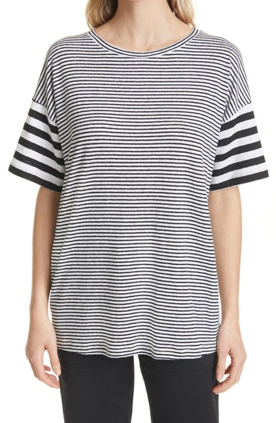 Max Mara Garbo Striped Blouse In Black And White In Optical White