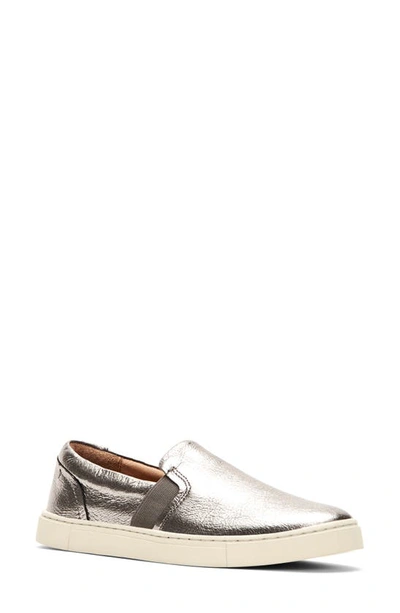 Frye Ivy Metallic Leather Slip-on Sneakers In Silver