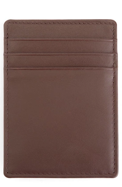 Royce New York Magnetic Money Clip Card Case In Brown