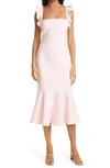 Likely Hara Ruffle Strap Midi Dress In Rose Shado