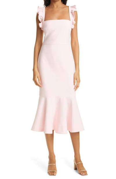 Likely Hara Ruffle Strap Midi Dress In Rose Shado