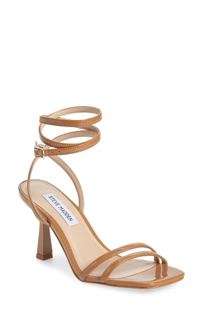 Steve Madden Kyrah Ankle Wrap Sandal In Camel Patent