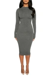Naked Wardrobe Nw Long Sleeve Dress In Charcoal