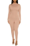 Naked Wardrobe Sweet T Funnel Neck Jumpsuit In Coco