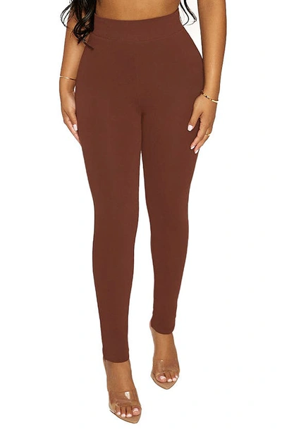 Naked Wardrobe The Nw Snatched To The Side Leggings In Chocolate