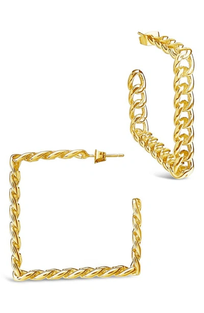 Sterling Forever Women's Square Cuban Link Hoop Earrings In K Gold Plated