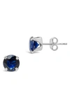 Sterling Forever Sterling Silver Cubic Zirconia Stud Earrings In Sapphire