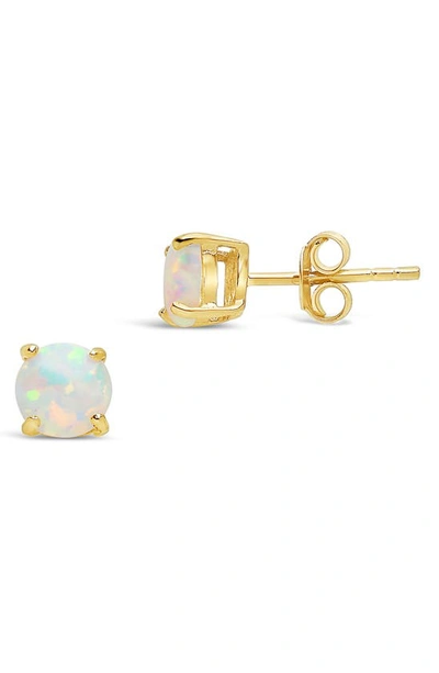 Sterling Forever Sterling Silver Lab Created Opal Stud Earrings In Gold