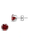 Sterling Forever Sterling Silver Cubic Zirconia Stud Earrings In Garnet