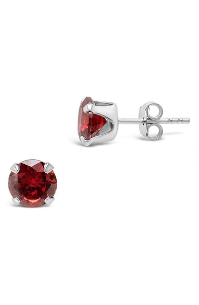 Sterling Forever Sterling Silver Cubic Zirconia Stud Earrings In Garnet