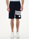 Thom Browne Blue Crewneck Sweater With Logo Patch And Rwb Detail In Cotton In Blue